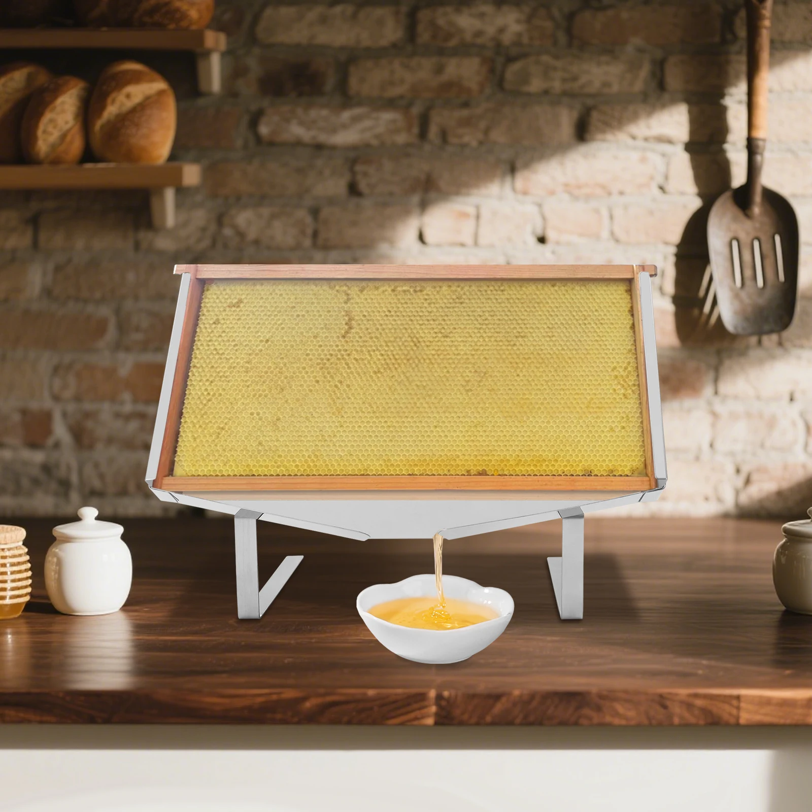 

Honeycomb Frame Display Stand, Beekeeping Honeycomb Frame Display Stand, Stainless Steel Honey Uncapping Holder for Apiaries