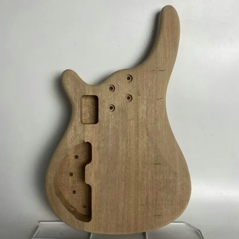 YB659 Natural Solid Redwood Ative Pickups Model Electric Bass 5 Strings Unfinished Body No Paints for Replacement and DIY