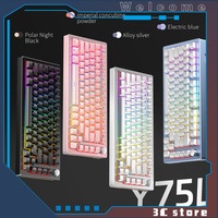 Yindiao Y75 Metal Aluminum Pile Mechanical Keyboard Kit Rgb Wired Hot Swappable Multimedia Rotation Button Office Game Keyboard