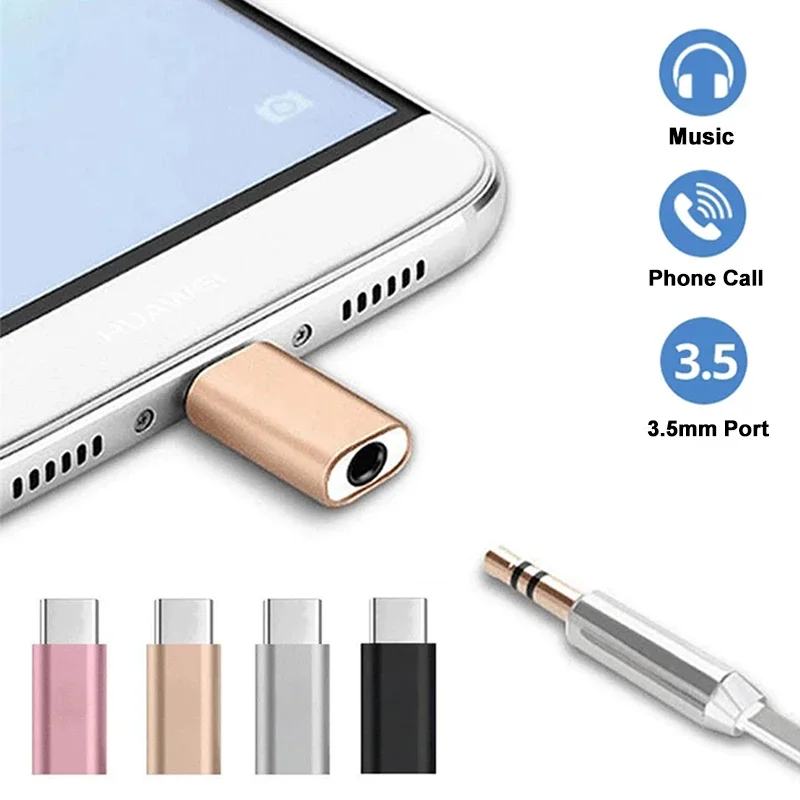 Adapter męski typu C na żeński adapter 3,5 mm do Macbooka Xiaomi Huawei Honor 3,5 mm Przewodowy adapter słuchawkowy Obsługa OTG