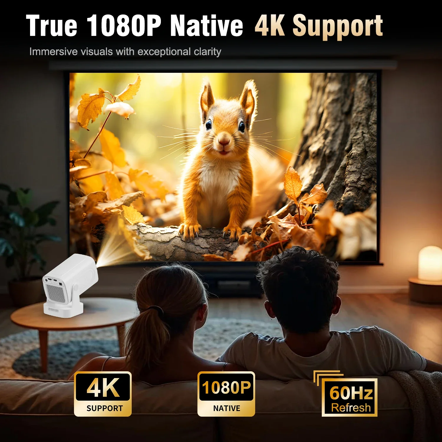 Magcubic HY310 4K Android 11 Projector 330ANSI التركيز التلقائي المزدوج واي فاي BT5.4 ماوس هوائي التحكم الصوتي المحمولة مسرح منزلي خارجي