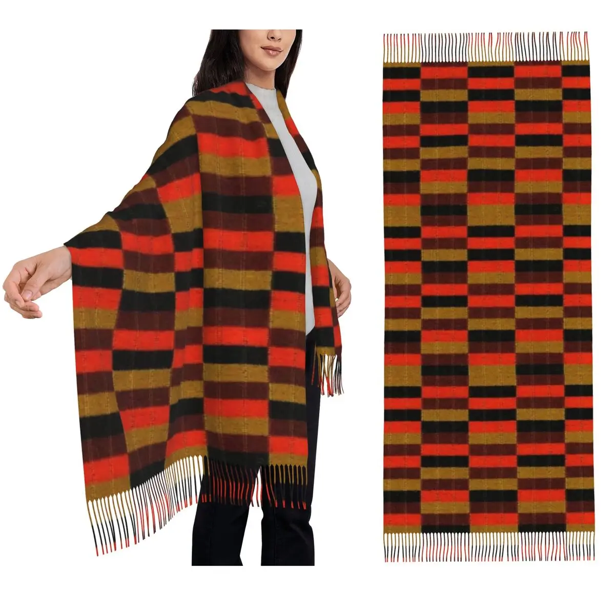 

District Line Moquette Seat Cover Scarf Tassel Scarves Women Soft Warm Shawls and Wraps Long Fall Winter Shawl Wrap