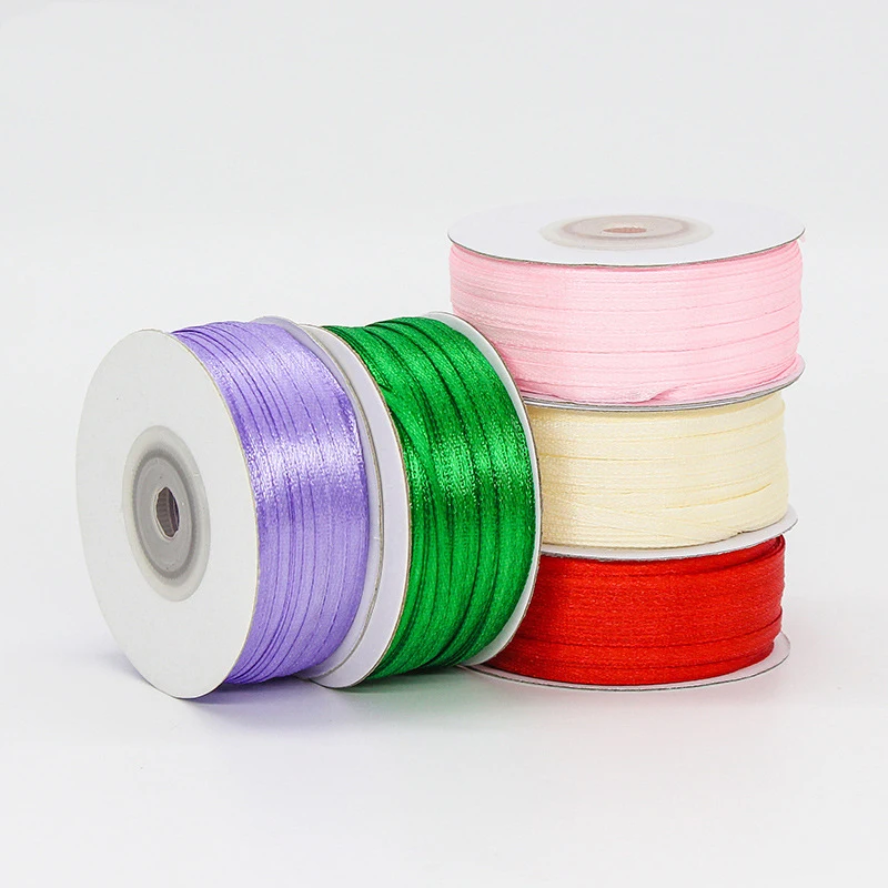 

200 ярдов, 1/8 дюйма, 3 мм, различные цвета, двусторонняя тонкая полиэфирная лента для подарочной упаковки, бирка для книг