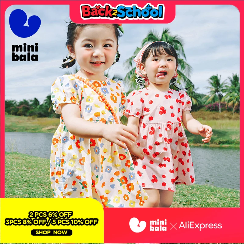 

Мини-платье с оборкой для девочек, новое летнее милое платье принцессы из чистого хлопка с рукавами-фонариками