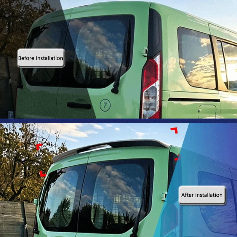 1Set Black ABS Top Wing Tail Spoiler For Ford Transit Connect 2013-2021 Double Door Style Rear Exterior Modification Accessories