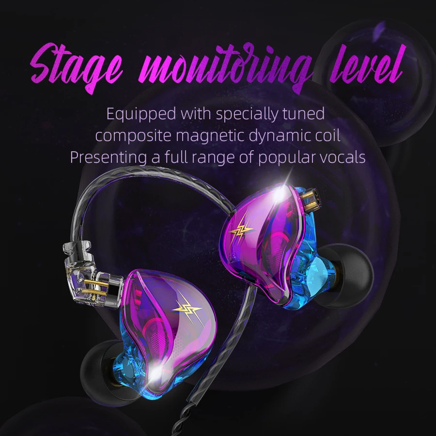QKZ ZXT In Ear Wired Earphones Dynamic DJ Monitor IEM Earbuds HIFI