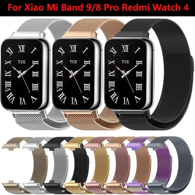 

Миланский ремешок с петлей для Xiaomi Mi Band 9 Pro/Mi Band 8 Pro, металлический магнитный браслет, умный ремешок для часов Redmi Watch 4, 5, 6, ремень Correa