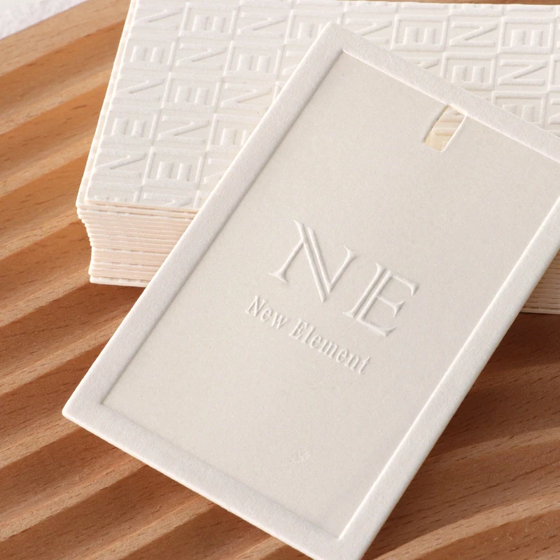 100pcs Creative Clothing Hang Tags Custom Logo Shop Name Hangtag Custom Ins Style High-grade Concave Embossed Hanging Cards