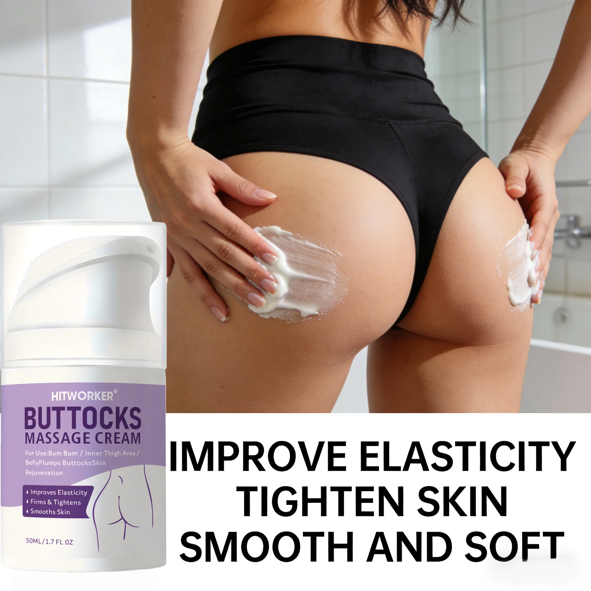 50ml/1.7Fl.Oz crema reafirmante para el vientre para mujer loción de masaje corporal hidratante para apretar el trasero vientre muslos brazo cuidado de la piel Bum Bu