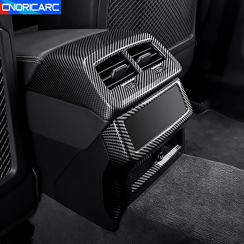 Car Styling Rear Air Conditioning Outlet Frame Decoration For Audi A6 C8 2019-2022 Carbon Fiber Color Anti-kick Cover Trim