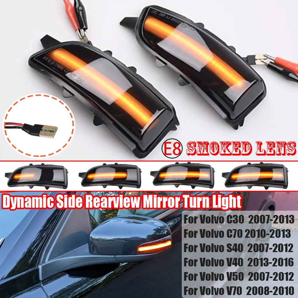 For Volvo C30 C70 S40 S60 V40 V50 V70 2008- 2010 LED Dynamic Turn Signal Light Side Mirror Sequential Lamp Blinker Indicator