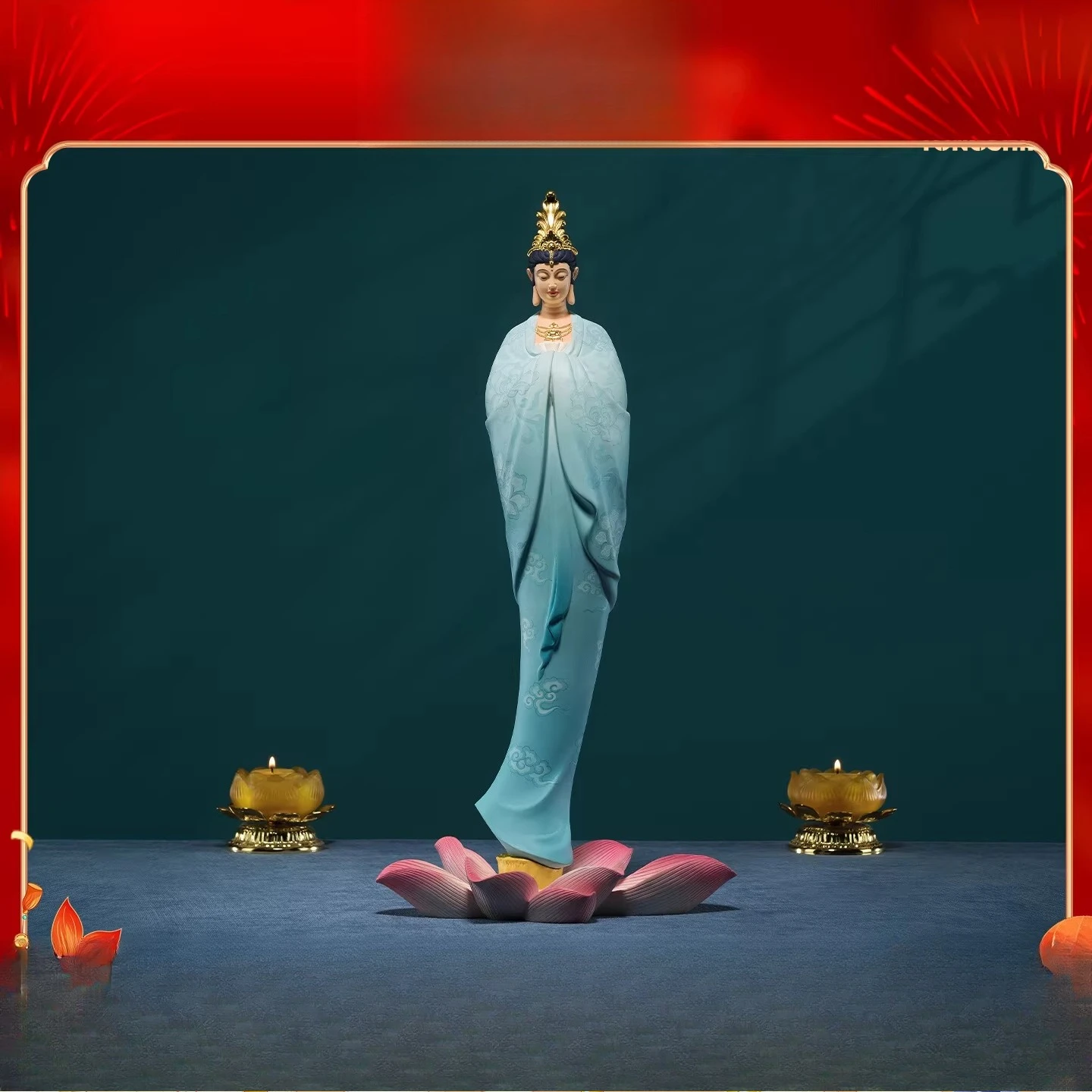 Living room desktop copper Guanyin ornament, home decoration crafts