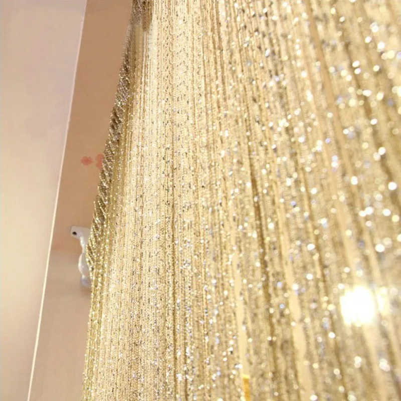 Luxury Crystal Curtain with Flash Line, Shiny Tassel String, Door Curtain, Window Room Divider, Home Decoration, 200x100 cm