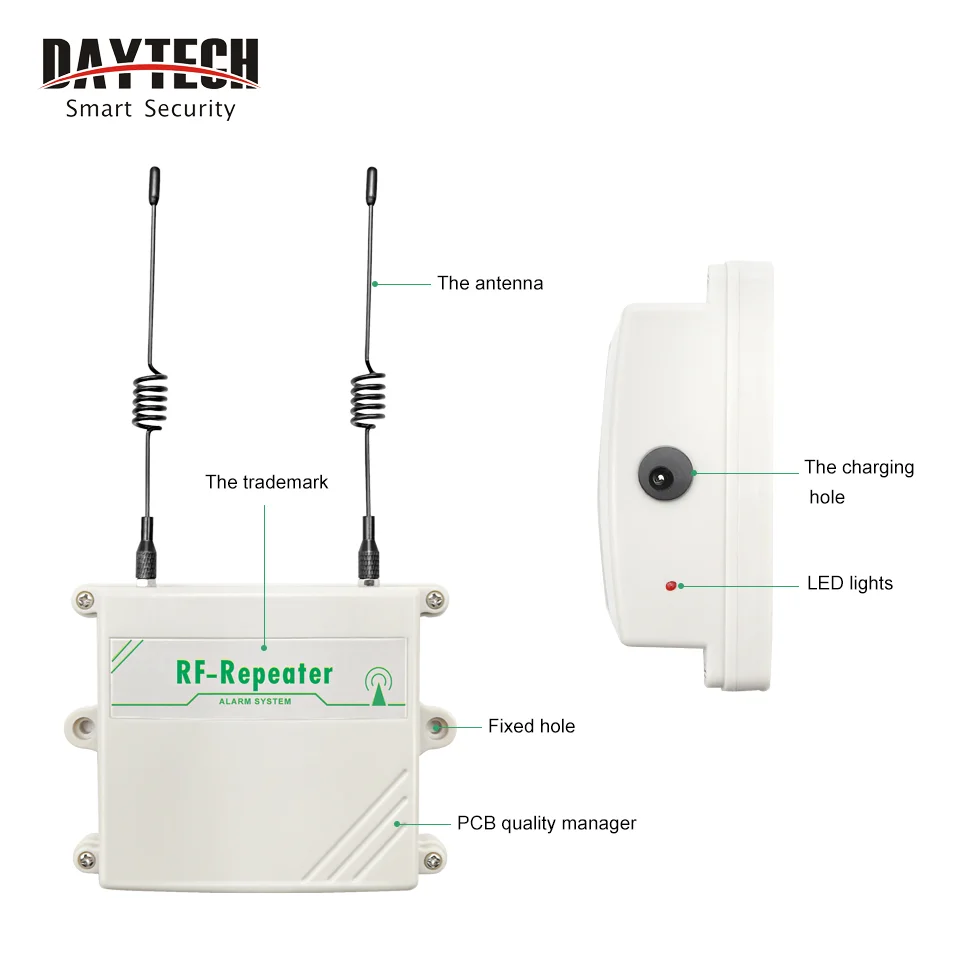 

Wireless Repeater 433Mhz 1KM Distance Range Can Work Home Alarm System Uhf Repeater for Factory Home Hospital