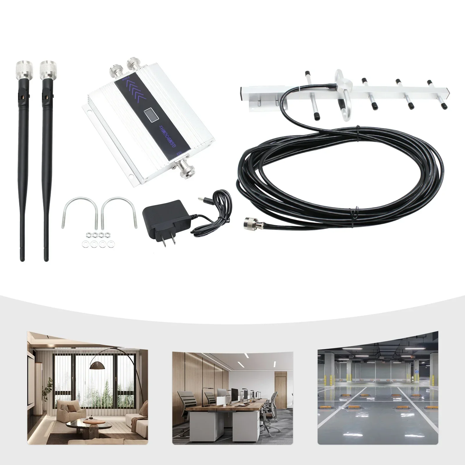 2G 3G 4G Mobile Cell Phone Signal Booster Amplifier Repeater GSM 900MHz Yagi kit Wall-mounted, Bracket Fixing