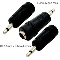 3pcs DC Power 3.5mm Mono Male To 5.5mm x 2.1mm Female Socket Adapter Connector Converter