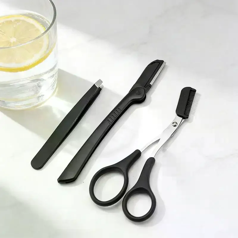 3pcs Set Eyebrow Kit For Women And Men Stainless Steel Eyebrow Grooming Set Including Eyebrow Comb Scissor, Eyebrow Trimmer Tool