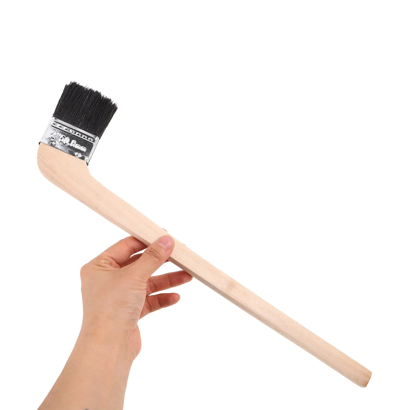Angled Paint Brush Set 6 Piece Bent L Shaped Long Wooden Handle Black Bristle for Wall Trim Detail Edging