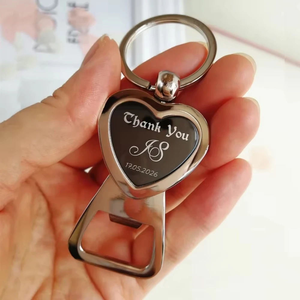 50/100pcs Bride  Groom Personalised Key Ring Key Chain Beer Bottle Opener Personalized Wedding Favour Bomboniere Thank You Gifts