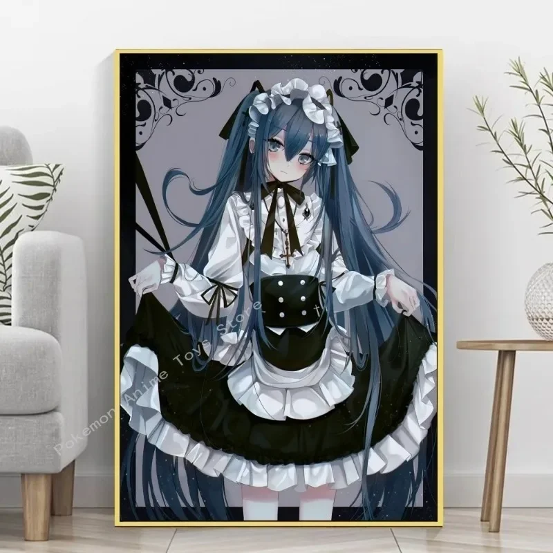 أنيمي H-Hatsunes-M-Miku الفتيات المشارك ذاتية اللصق ملصق فني ريترو كرافت ورقة ملصق DIY بها بنفسك غرفة بار مقهى ملصقات طلاء جدران