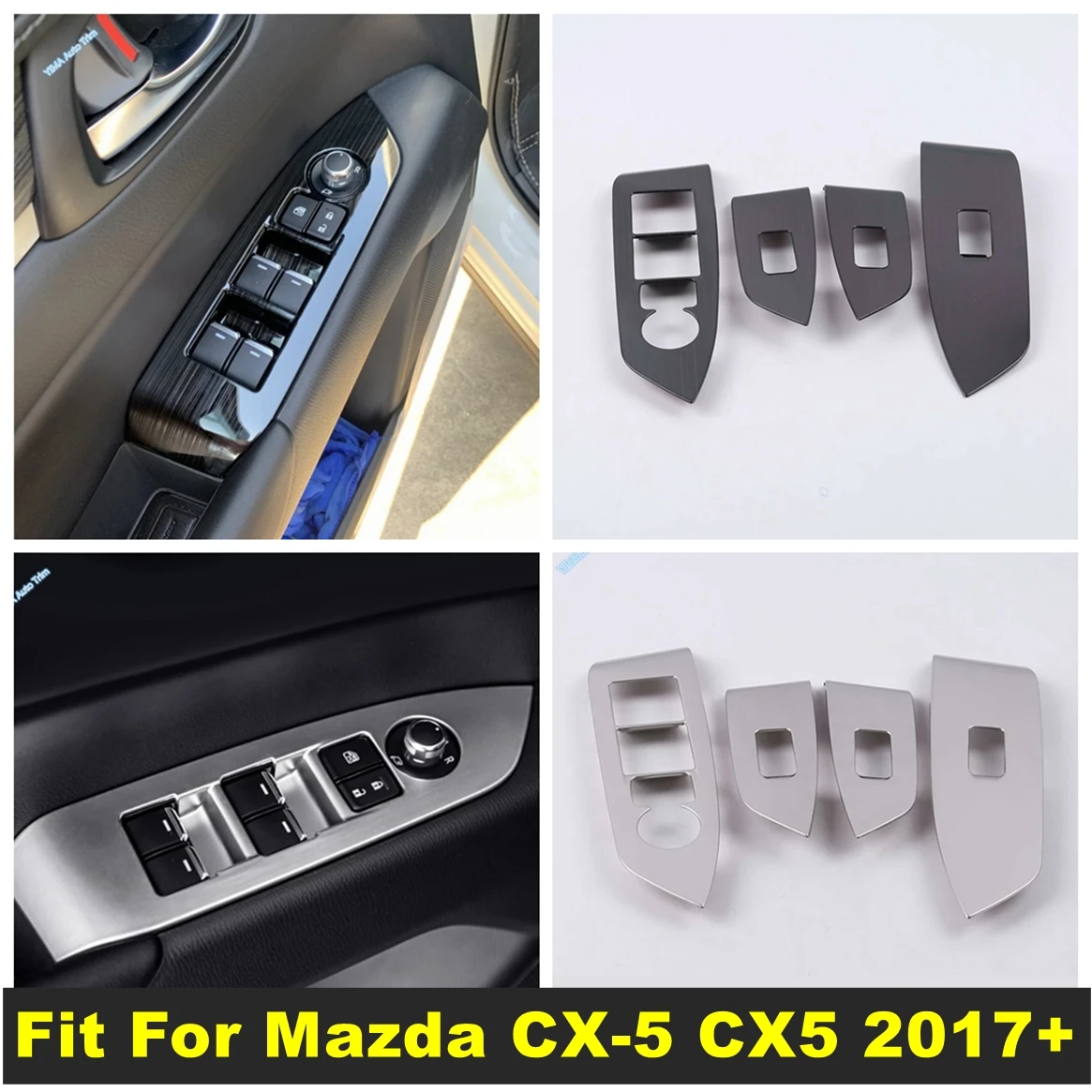 

For Mazda CX-5 CX5 2017 - 2024 LHD Window Switch Panel Adjust Accessories Cover Trim Stickers Strips Garnish Decor Car Styling