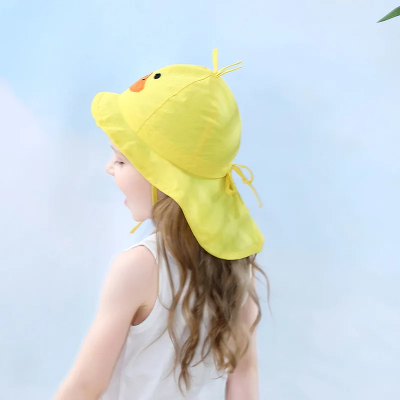 Baby Summer UV Cut Cap 1-7 Years Yellow Duckling Sun Hat Soft Light Cap Children's Girl Boy Baby Visor Anti-UV Breathable Cap