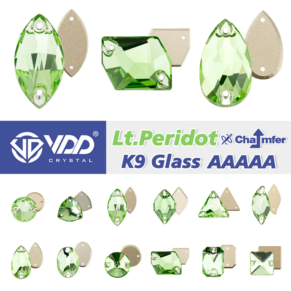 VDD S112 Lt. Peridot AAAAA, cristal K9 de alta calidad para coser en diamantes de imitación, piedras planas para coser ropa, vestido de novia