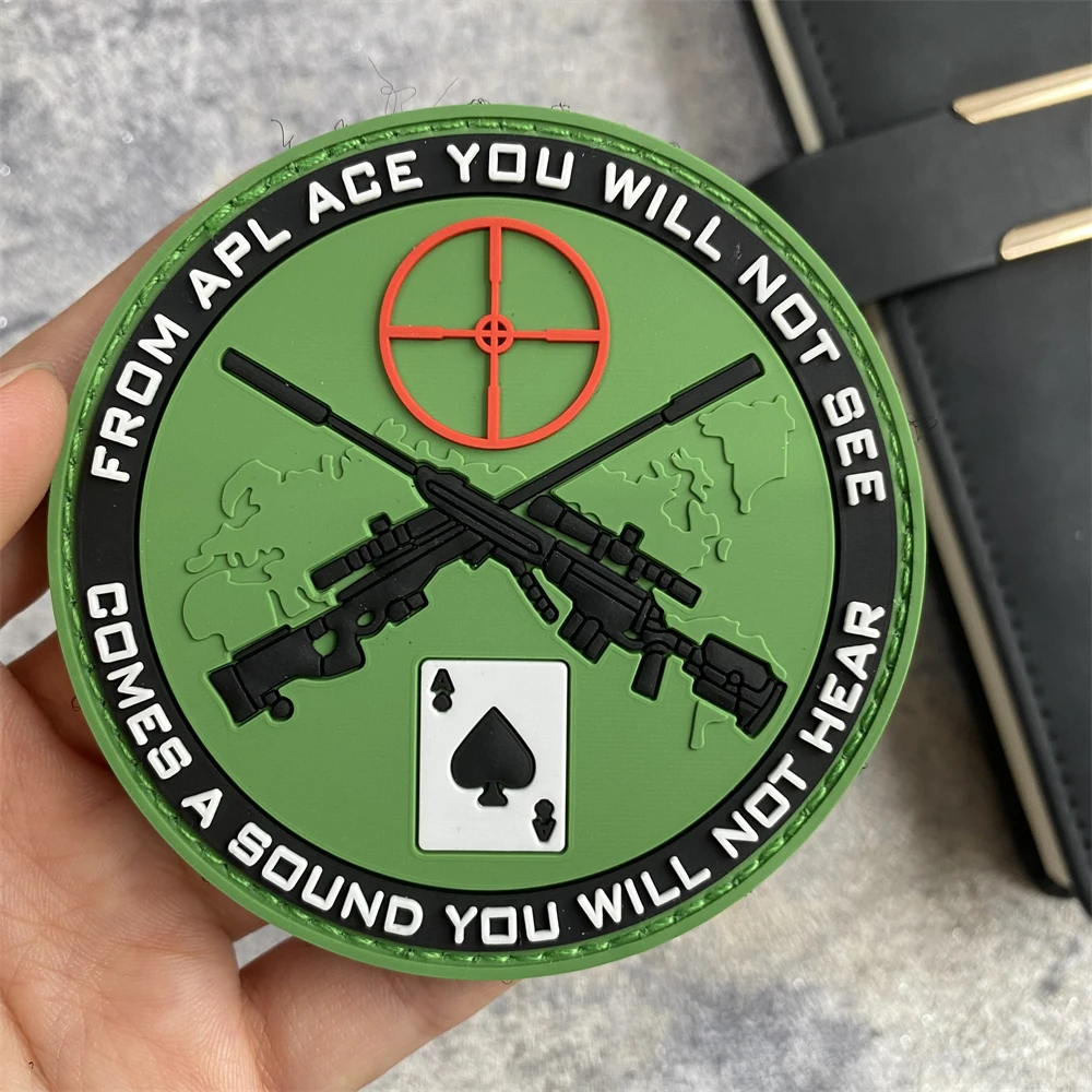 

Tactical Morale Sniper Ace Card Gun PVC Patch Sniper Sight Badge Hook&Loop Armband Military ARMY Backpack Accessories Sticker