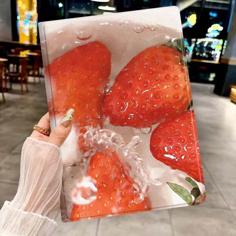 

Fresh Strawberry Water Soft For Apple iPad Pro Mini A16 A17 A14 4 5 6 7 6th 7th Gen 9.7 12.9 11 13 M4 inch Tablet Case