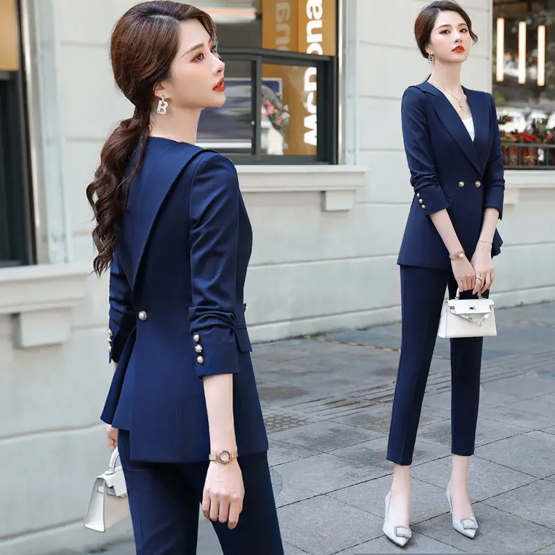 

Women's High-end Professional Wear 2022 Spring Autumn New Fashion Suit Jacket Pants Two-piece Korean Elegant Blazers Trouser Set