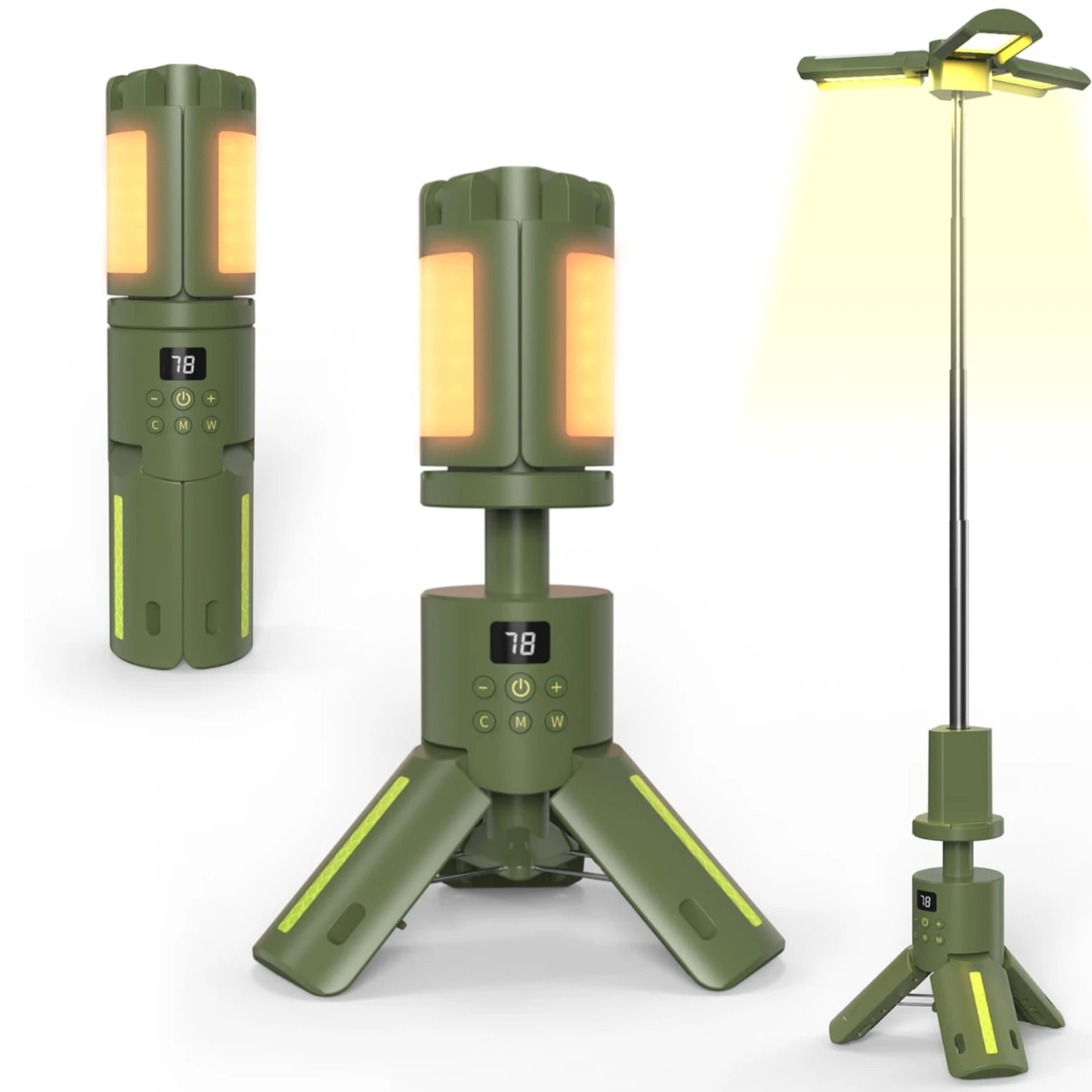 LED Camping Lantern Multifunctional Telescopic Type C Charging Waterproof with Tent Nails