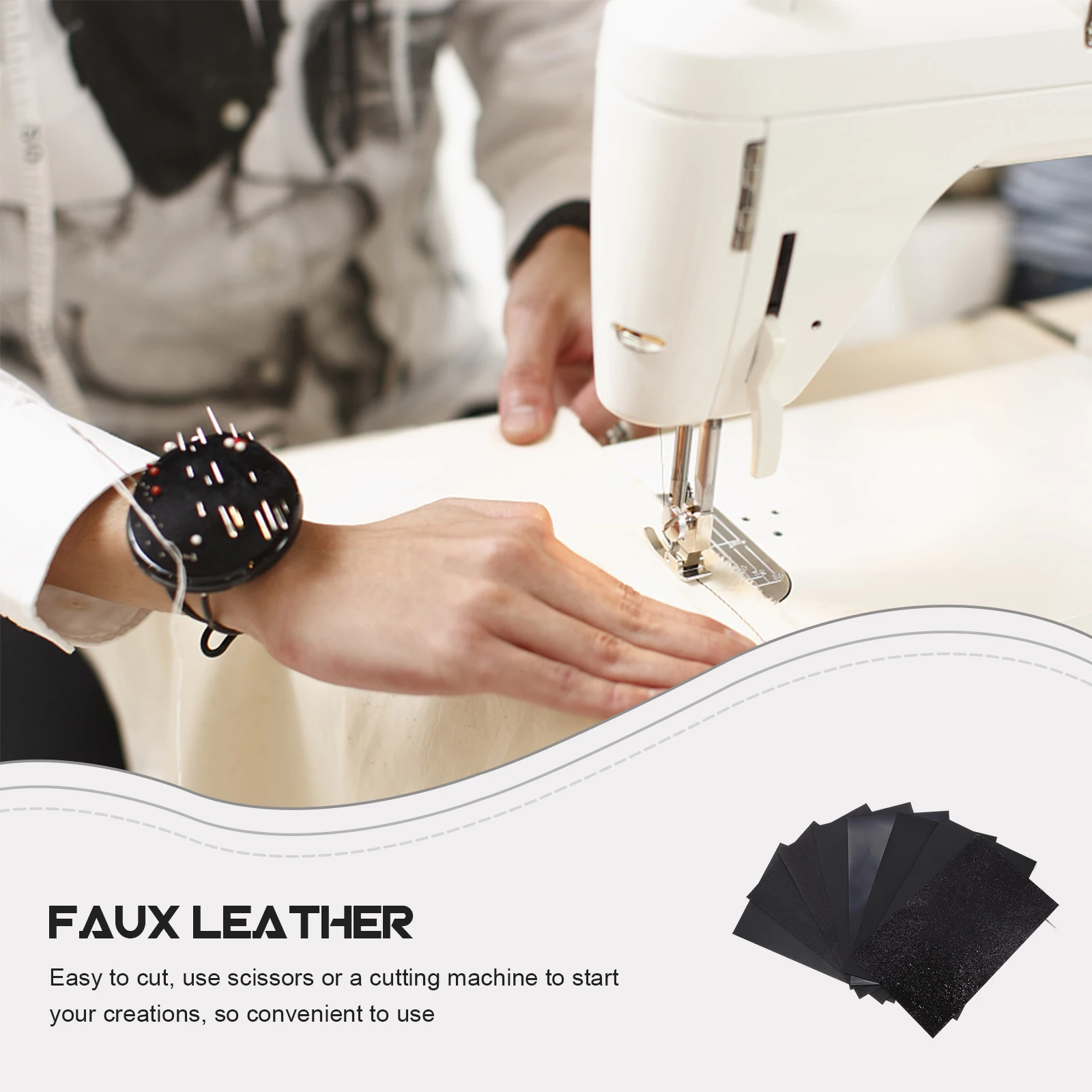 

8pcs Suit Faux PU Sheets for Crafts Non Fade Tough Texture Black Material DIY Projects Earrings Accessories