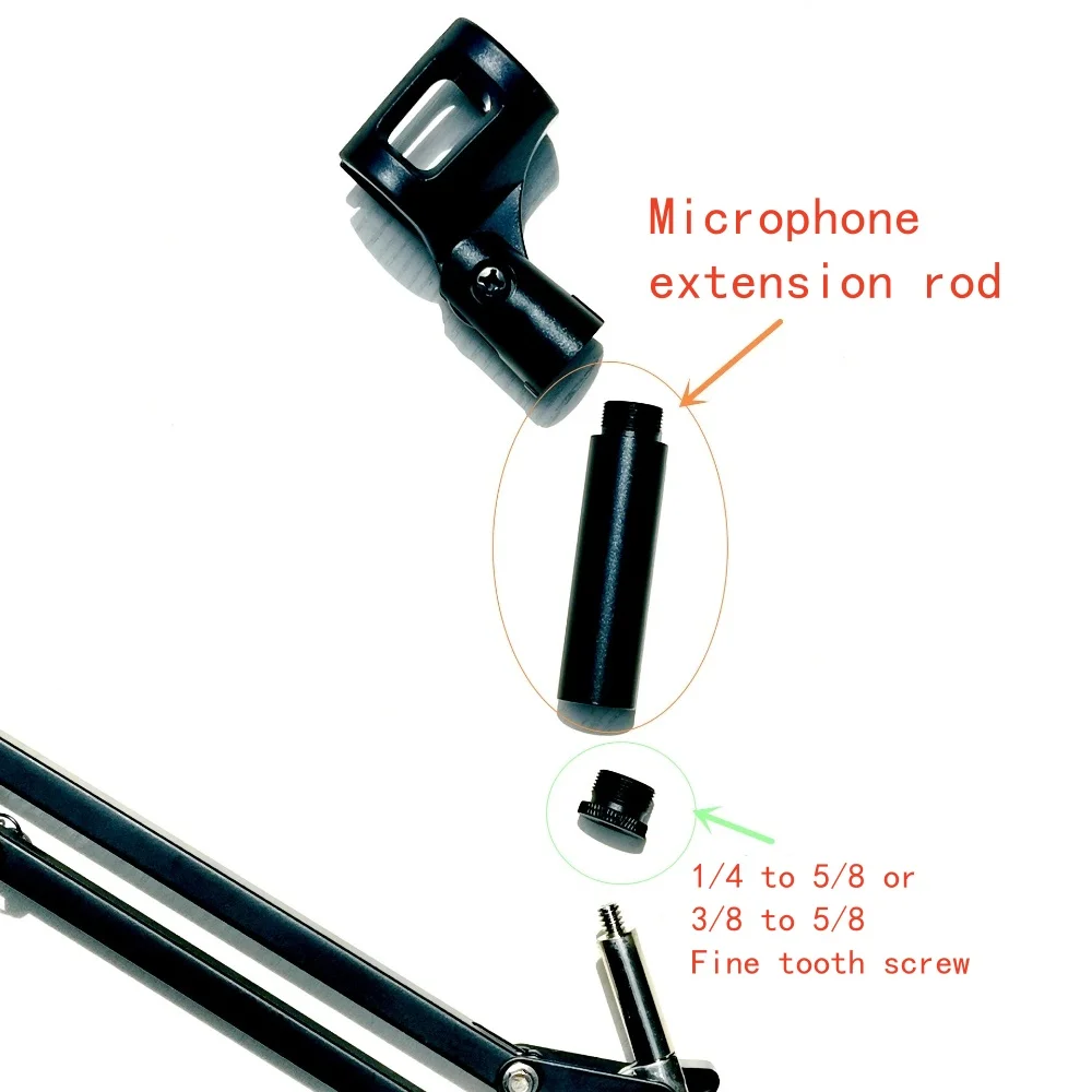 Microphone Stand Extension Tube Mic Stands 5/8 to 5/8 1/4 3/8 Male Female Screw Converter Adapter Mounts Fit Most Microphones