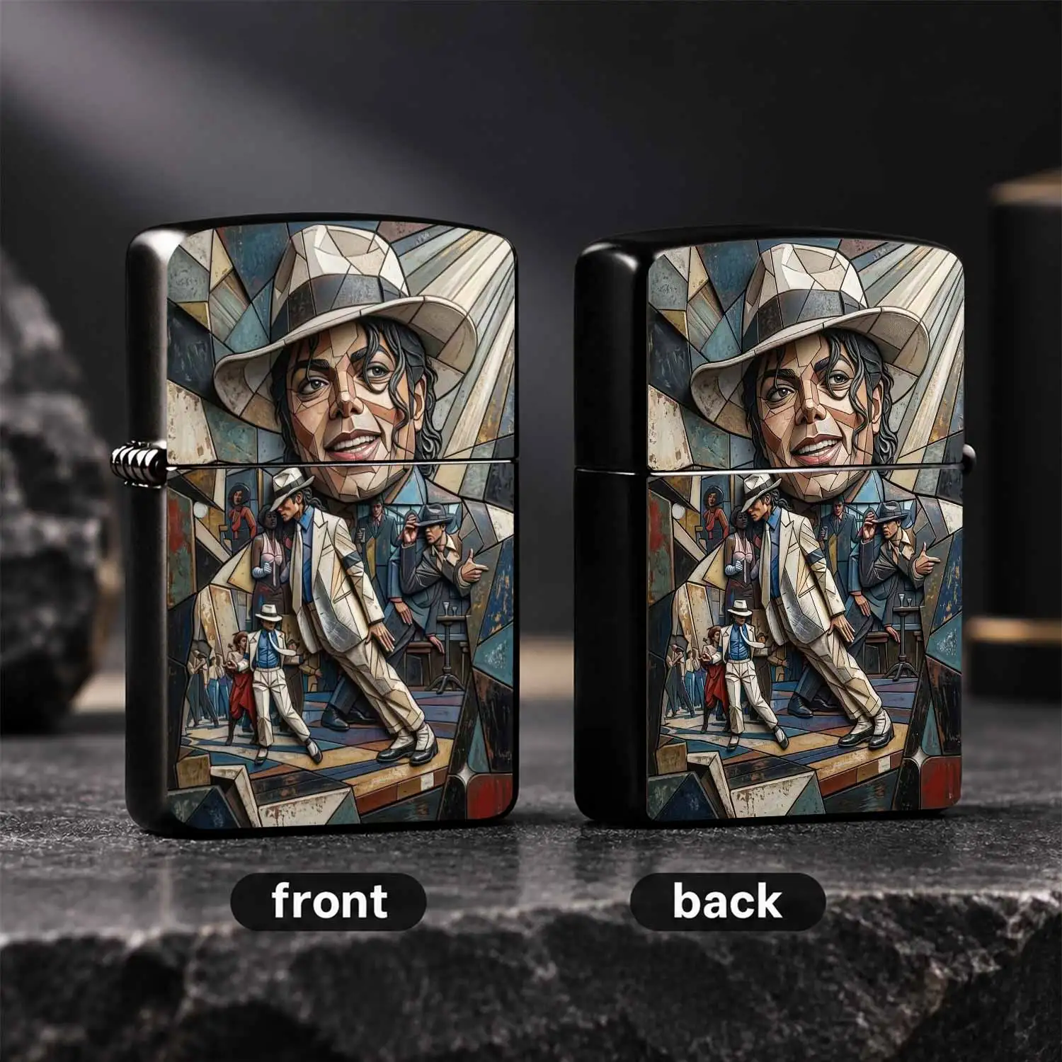 Creative Faceted Jackson Themed Lighter Classic Pop Culture Portrait Relief Design Suitable For Daily Outdoor And All Scenes Retro Stylish Exquisite Collectible Great Gift Choice For Fans And Trendy People Unique Practical Decorative Access