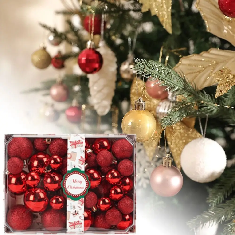 

42Pcs Creative Christmas Balls Set Colorful 3/4/5cm Christmas Tree Pendants Elegant Waterproof Christmas Hanging Ornament