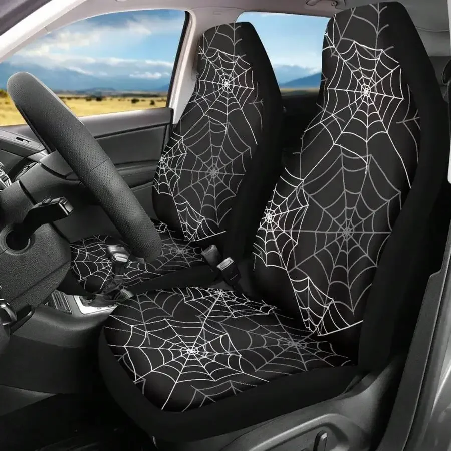 Spider Web Car Seat Covers Set Universal Front Seat Cushion For Cars SUVs Trucks