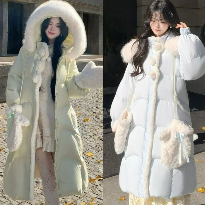 

Solid Color Zipper Large Fur Collar Hooded Cotton-padded Jacket for Women 2026 Winter Fashionable Design Sweet Thick Warm Coat