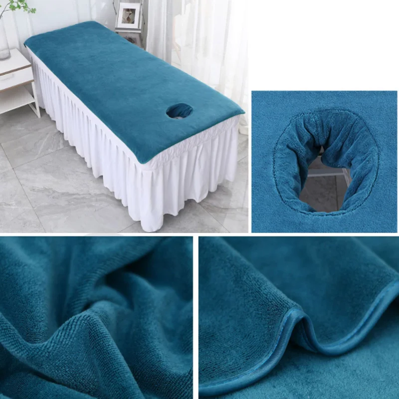 Beauty Bedsheet Cosmetic Salon Sheets Velvet Massage Treatment Bed Sheets SPA Clubhouse Dedicated Breathable Bed Sheet with Hole