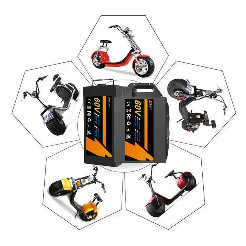 For Harley two wheel foldable Citycoco Lithium Battery 60V 40Ah 30Ah  500w-2400W Electric motorcycle Waterproof 18650