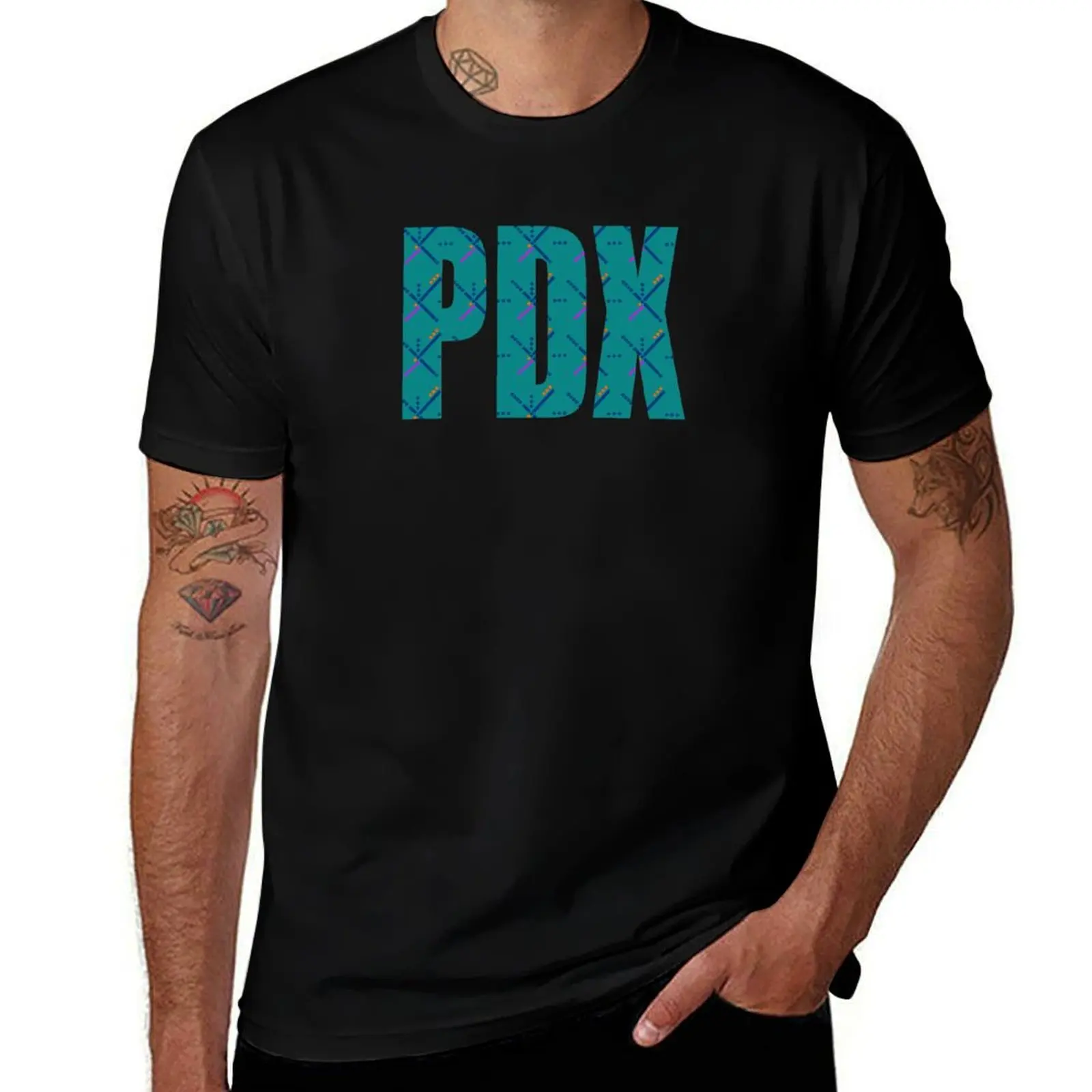 PDX Portland Airport Carpet Oregon T-Shirt Casual Pattern Print Tee Shirt T-Shirt
