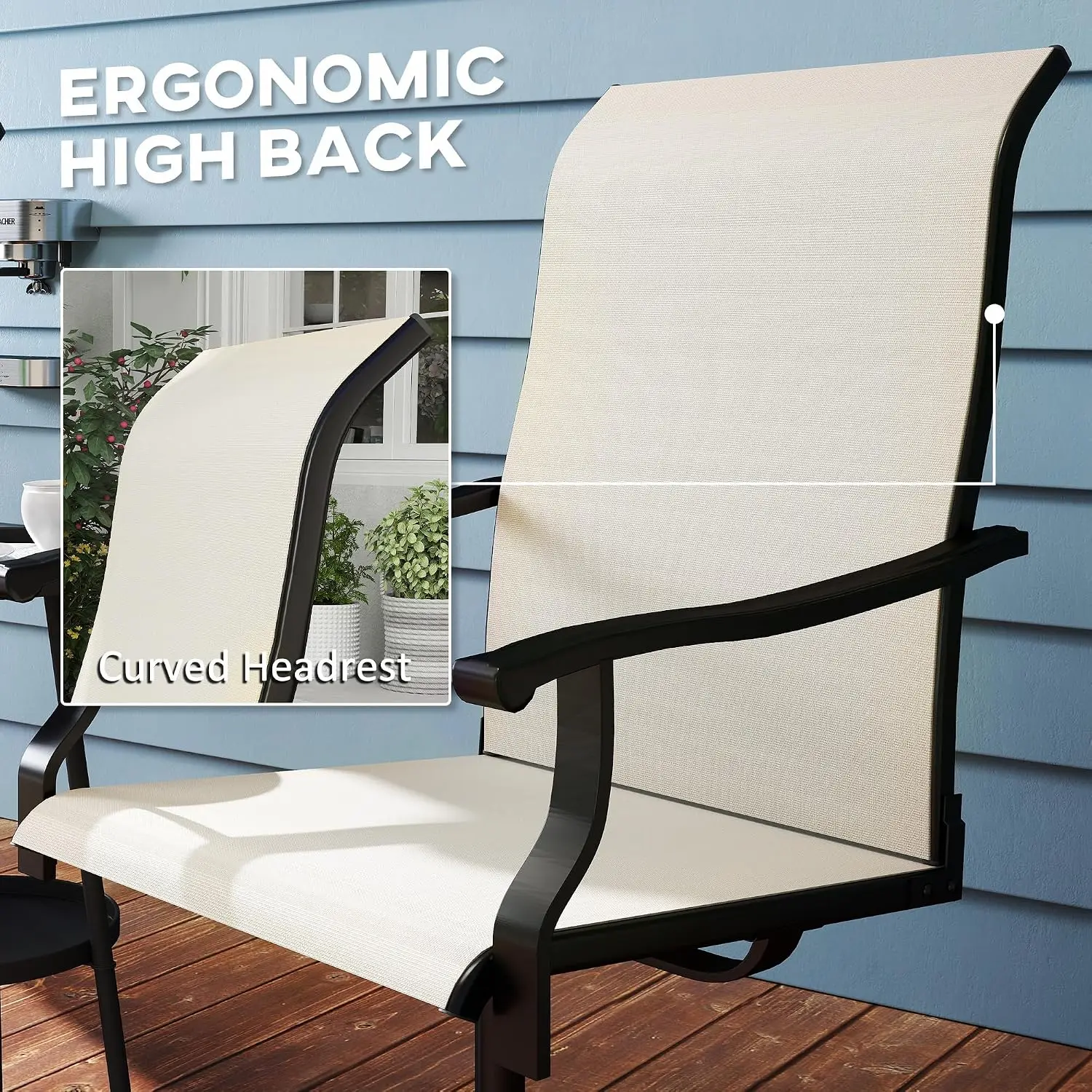 Outdoor Patio Swivel Chairs High Back Patio Dining Chairs Beige