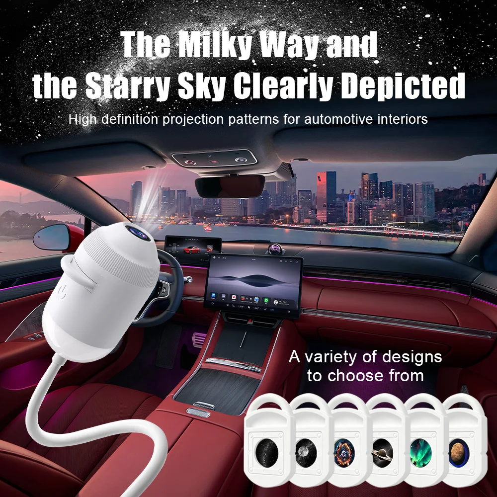 Car USB Star Projector Light 3/6/12/24 in 1 Touch Flexible Hose Roof Galaxy Night Light Bedroom Car Atmosphere Light