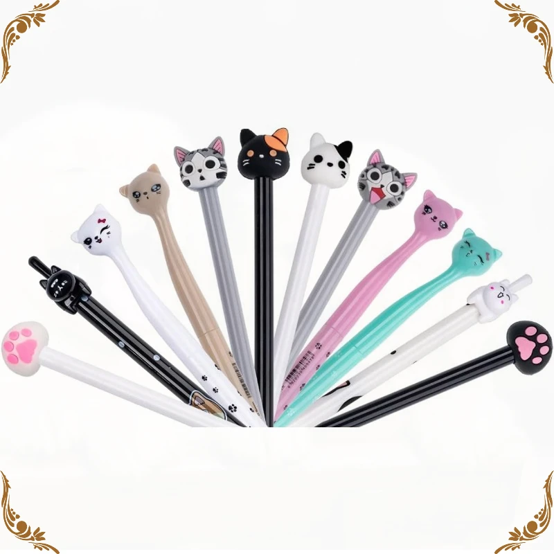 Wholesale Cute Cat Gel Pens,fun Kawaii Pens Set,Animal Kids Office School Supplies Kawaii Stationery