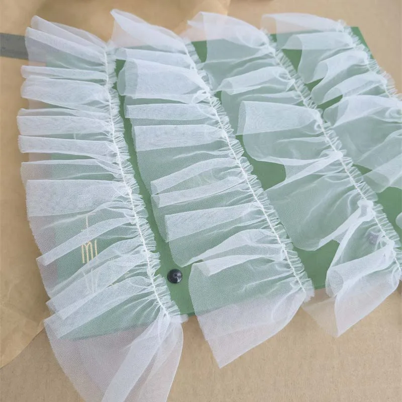 50Yds White Ruffles Mesh Pleated Lace Trim Skirt Wedding Dress Clothes Decoration DIY Apparel Cuffs Sewing Material