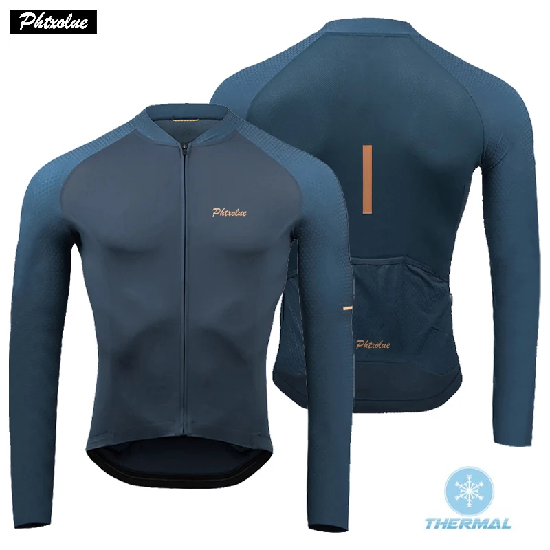 Phtxolue Winter Thermal Fleece Cycling Jerseys Long Sleeve Men Warm Mtb Pro Bike Wear Autumn Cycling Clothing Bicycle Shirt