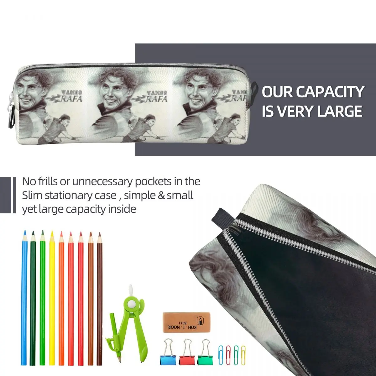 Rafael Nadal Federmäppchen, große Kapazität, Stifttaschen, Stiftbox für Jungen, Mädchen, Studenten, Schreibwaren, Bleistiftbeutel, Kosmetiktasche