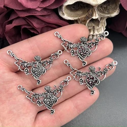 5pcs 45x30mm Pendant Gothic Jewelry Vintage Halloween Christmas Gift Red Heart Rose Pendant DIY Jewelry Making