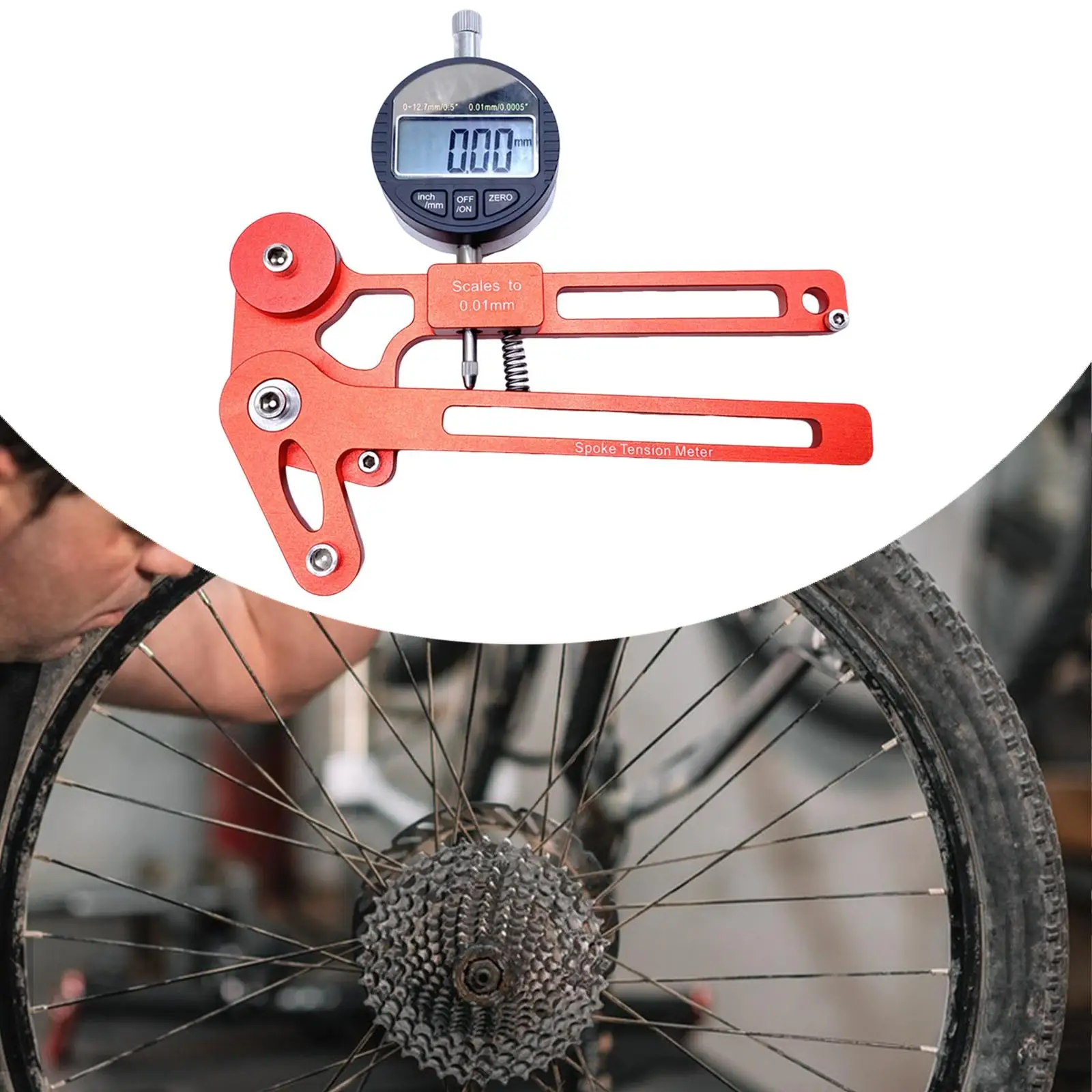 

Bicycle Electronic Spoke Tension Meter Rim Truing Tool Accessory Repair Tool with Digital Display