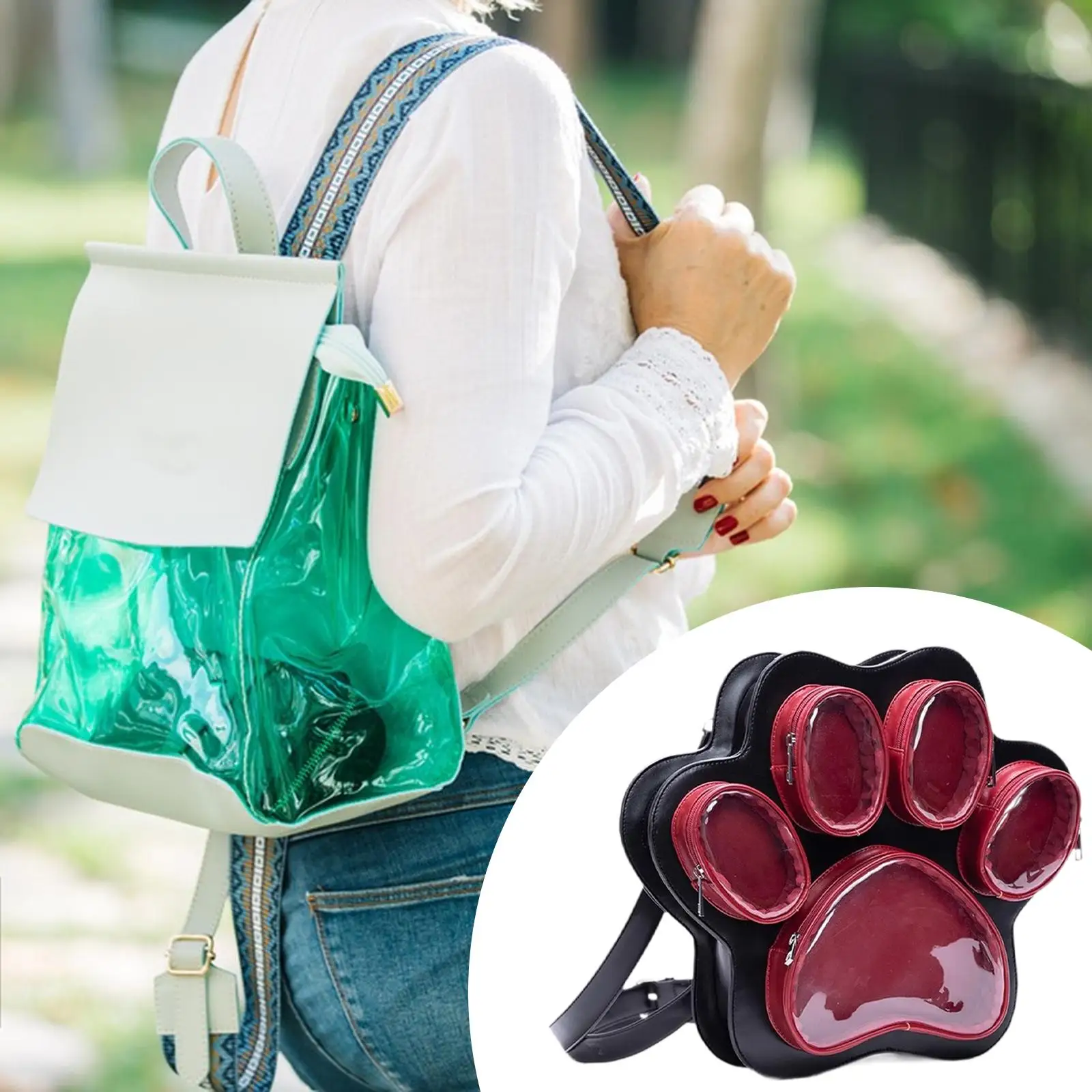 

Plush Animal Paw Backpack PU Leather Cute Cartoon Crossbody Shoulder Bag for Anime Fans Collectibles