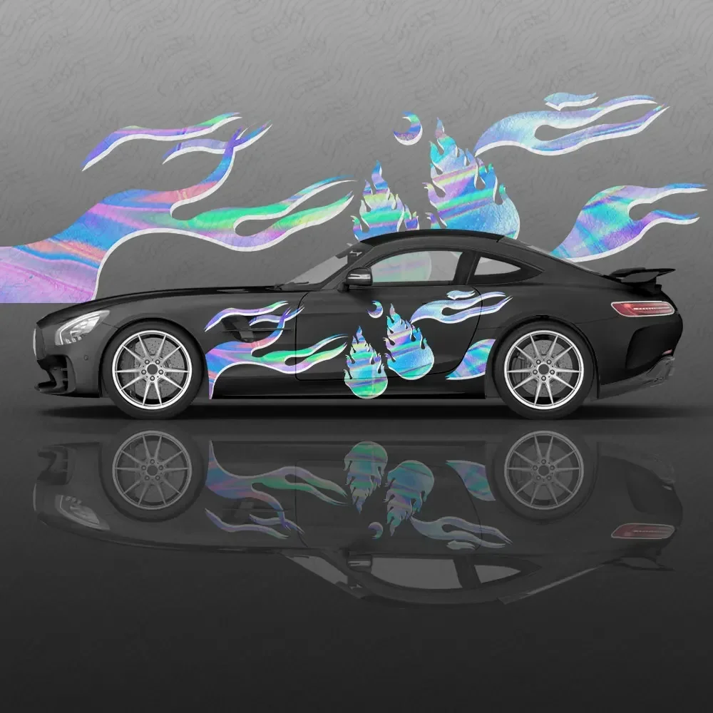 

Красочная графика пламени, автомобильные виниловые наклейки, самоклеящаяся наклейка из ПВХ, подходит для грузовиков, внедорожников, украшения, автоаксессуары, подарок